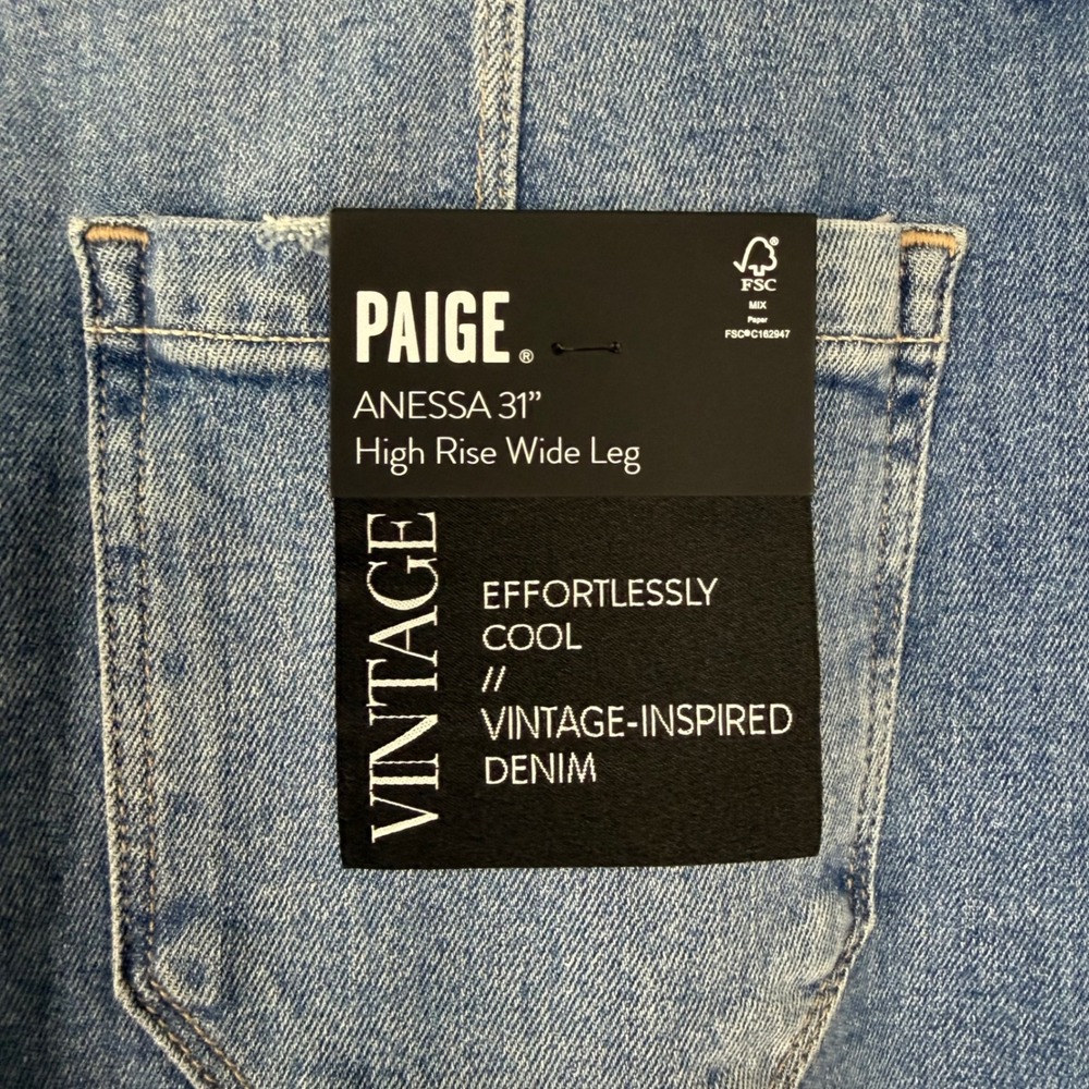 NEW Paige Anessa 31" High Rise Wide Leg Jeans in Viva Size 28 - Picture 14 of 15